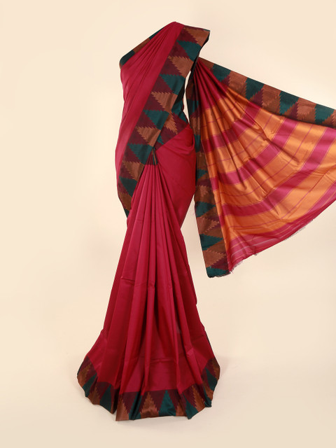

Pothys Magenta Solid Art Silk Saree