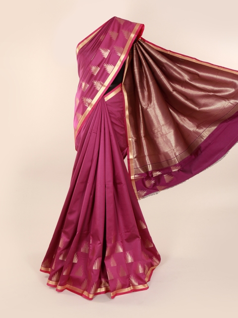 

Pothys Magenta & Gold-Toned Art Silk Solid Saree