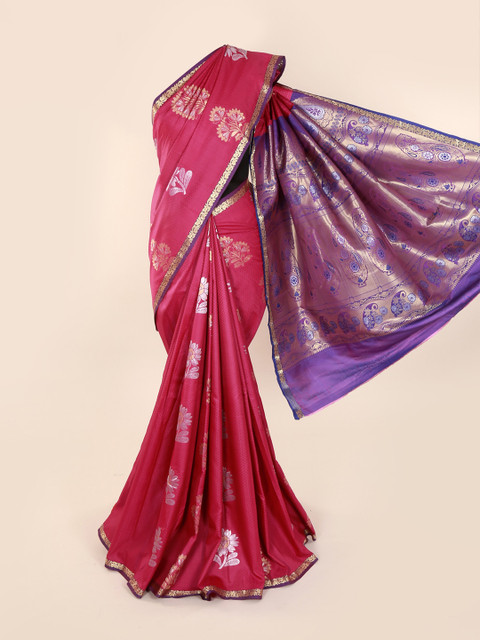 

Pothys Magenta & Blue Art Silk Woven Design Saree