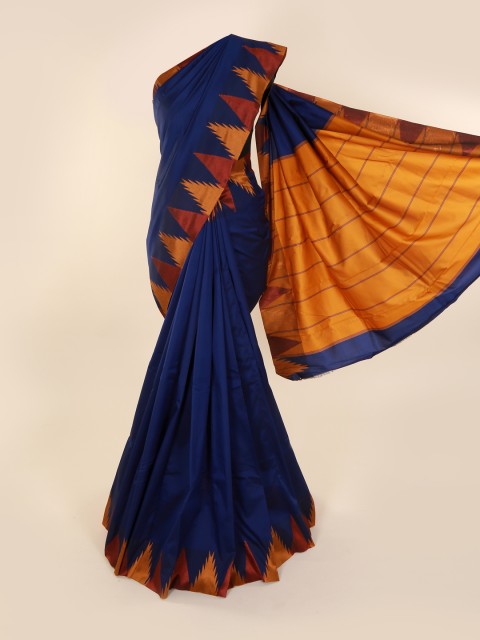 

Pothys Navy Blue Solid Art Silk Saree