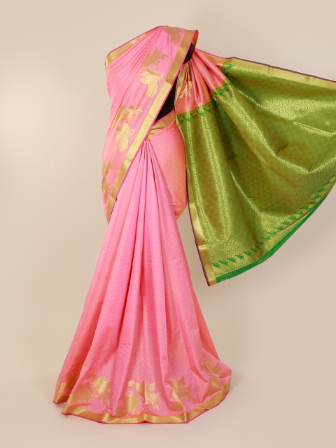 

Pothys Pink & Green Art Silk Solid Saree