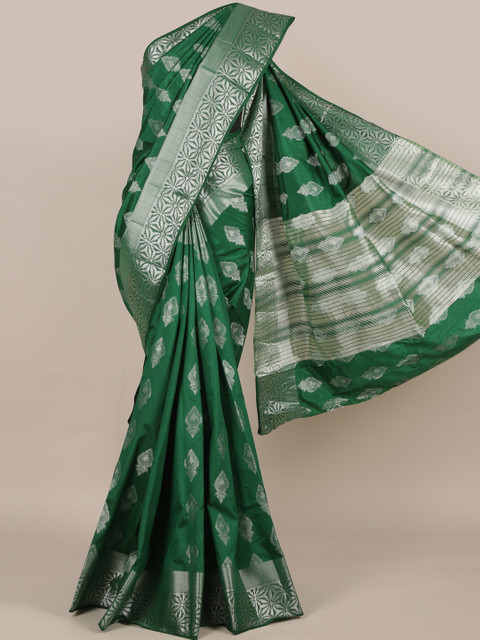 

Pothys Green & Silver-Coloured Jute Silk Woven Design Saree