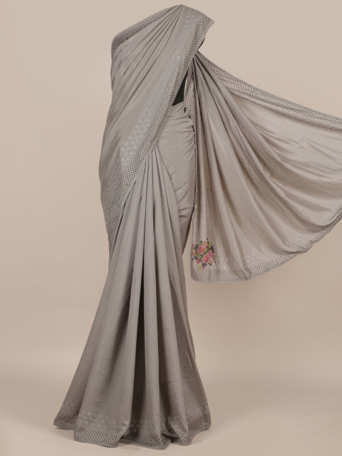 

Pothys Grey Solid Jute Silk Saree