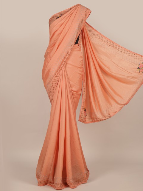 

Pothys Peach-Coloured Solid Jute Silk Saree