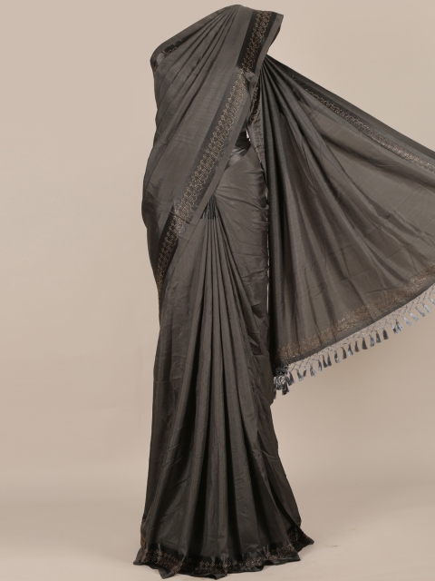 

Pothys Grey Solid Jute Silk Saree