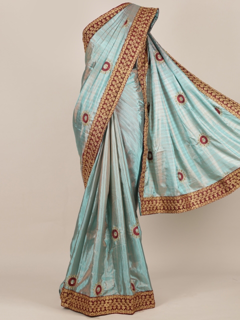 

Pothys Blue Embroidered Art Silk Saree