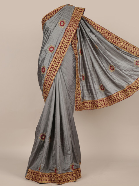 

Pothys Grey Embellished Art Silk Saree