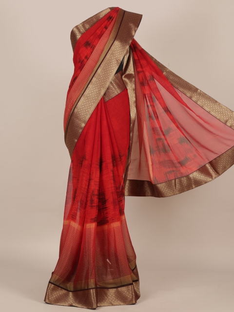 

Pothys Red Printed Poly Georgette Saree