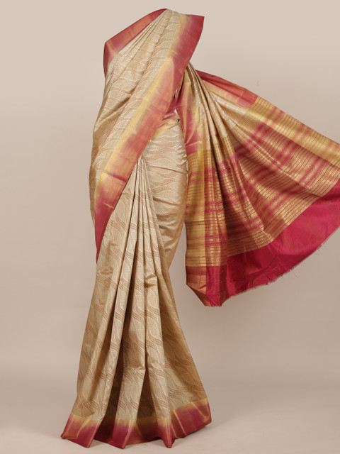 

Pothys Beige Printed Jute Silk Saree