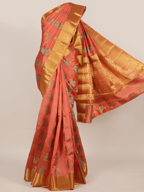 

Pothys Peach-Coloured Woven Design Jute Silk Saree