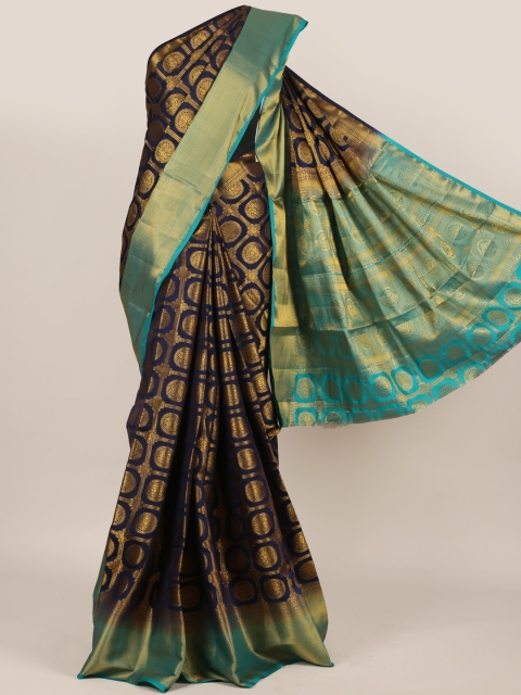 

Pothys Navy Blue Woven Design Jute Silk Saree
