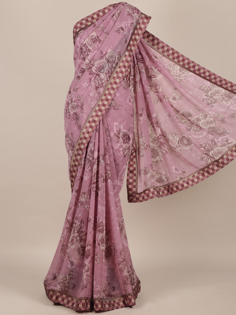 

Pothys Lavender Printed Poly Chiffon Saree