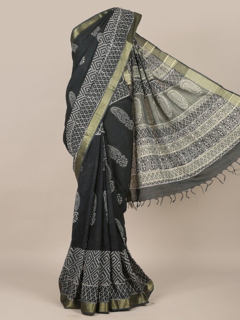 

Pothys Grey Printed Linen Blend Saree