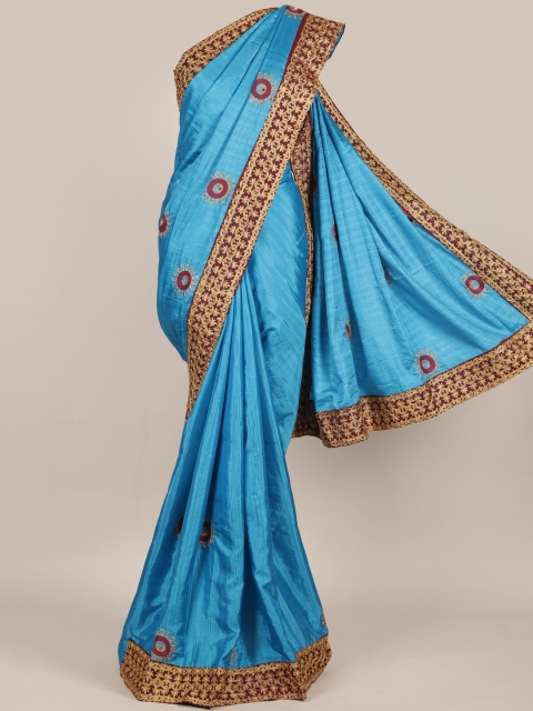 

Pothys Blue & Maroon Art Silk Embroidered Saree