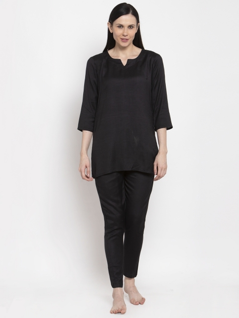 

DUGRI BE THE ONE Women Black Solid Night suit