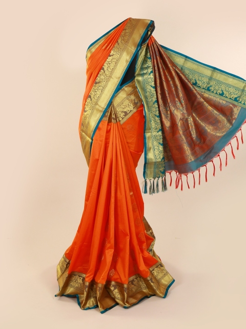 

Pothys Orange Woven Design Art Silk Saree