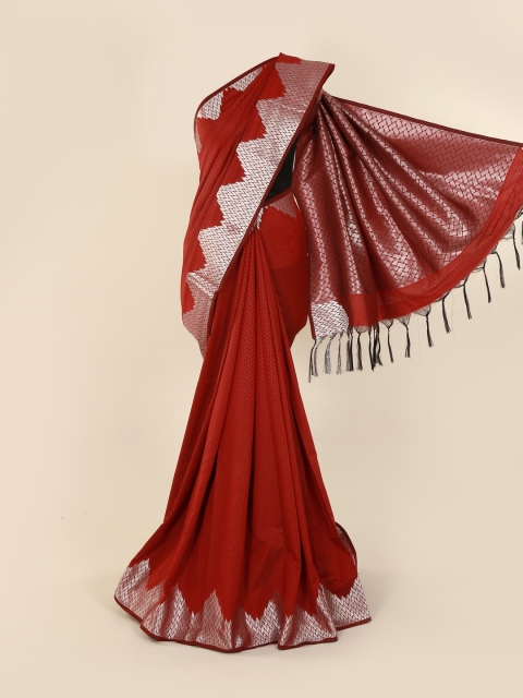 

Pothys Red Solid Art Silk Saree