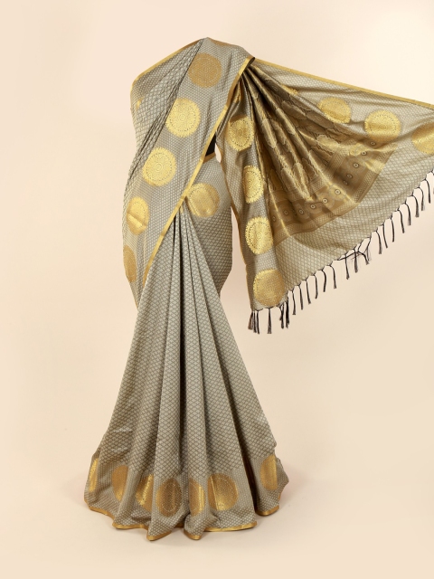 

Pothys Grey & Gold-Toned Art Silk Printed Saree