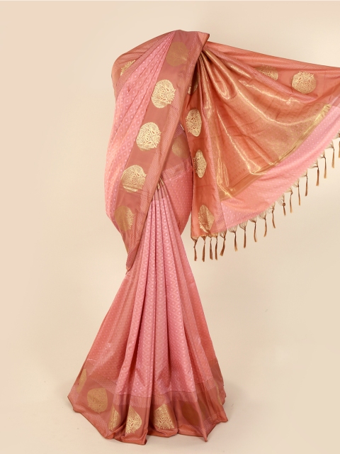 

Pothys Pink & Gold-Toned Art Silk Printed Saree