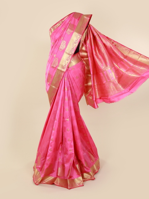 

Pothys Pink & Gold-Toned Art Silk Woven Design Saree