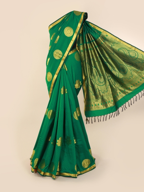 

Pothys Green & Gold-Toned Art Silk Woven Design Saree