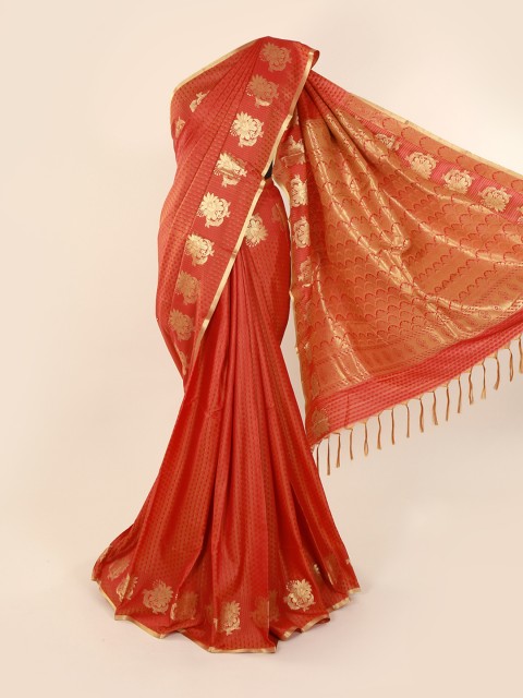 

Pothys Orange Woven Design Art Silk Saree