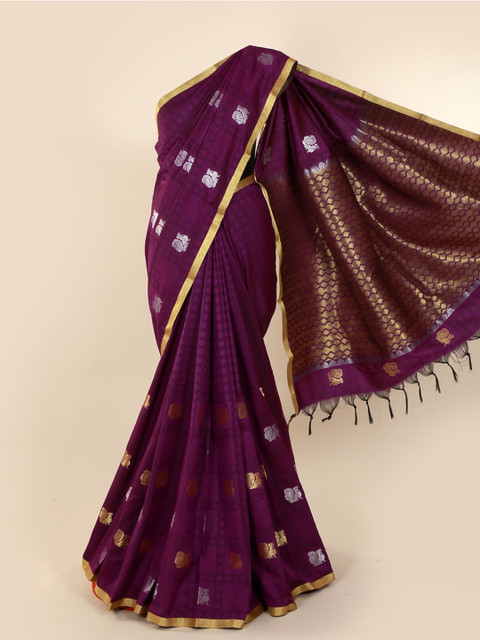 

Pothys Purple Woven Design Art Silk Saree with Zari Border