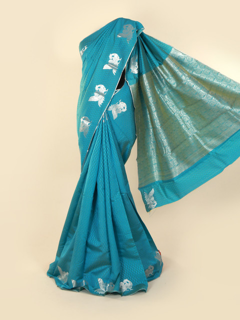 

Pothys Blue Printed Art Silk Saree