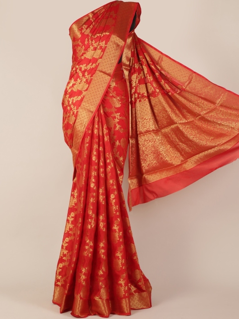 

Pothys Red Woven Design Poly Georgette Saree