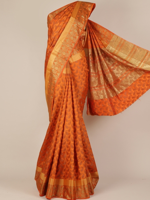 

Pothys Orange Woven Design Jute Silk Saree