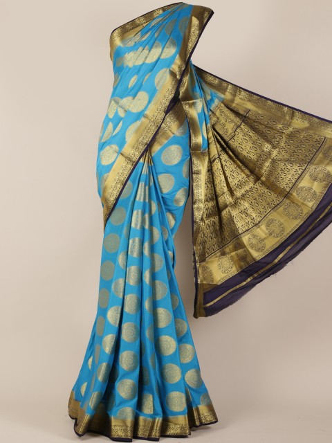 

Pothys Blue Woven Design Poly Georgette Saree