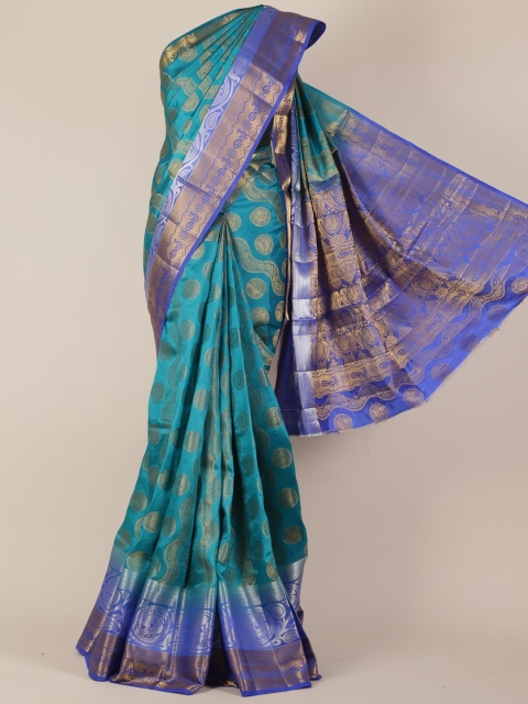 

Pothys Turquoise Blue & Blue Jute Silk Woven Design Saree