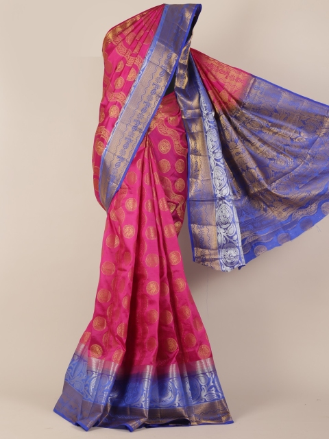 

Pothys Pink & Blue Jute Silk Woven Design Saree