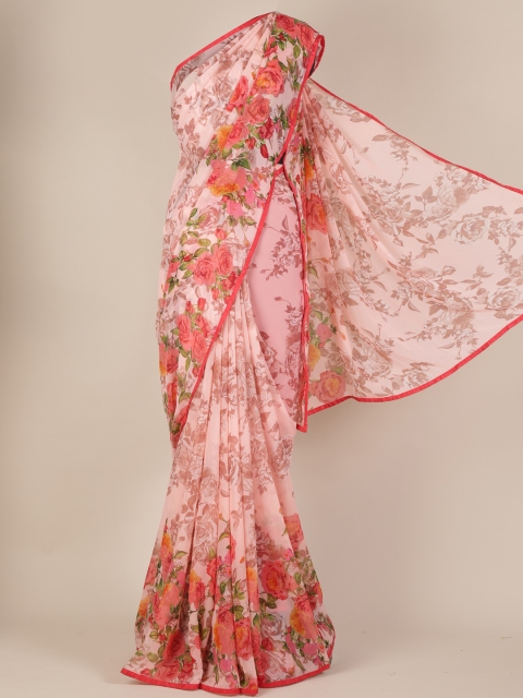 

Pothys Pink Printed Poly Georgette Saree