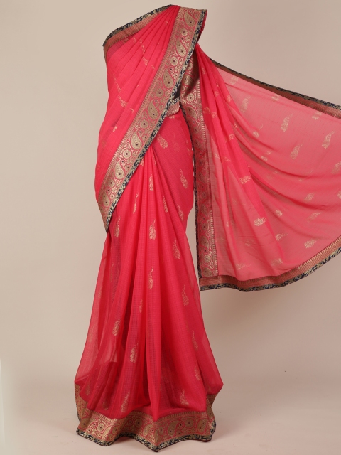 

Pothys Pink Printed Poly Georgette Saree