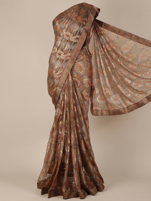 

Pothys Brown Woven Design Poly Georgette Saree