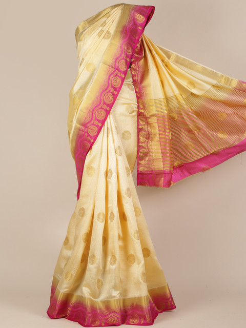 

Pothys Cream-Coloured Woven Design Jute Silk Saree
