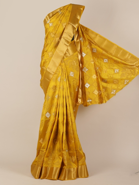 

Pothys Yellow Printed Jute Silk Saree