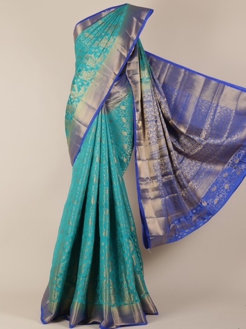 

Pothys Blue Woven Design Jute Silk Saree