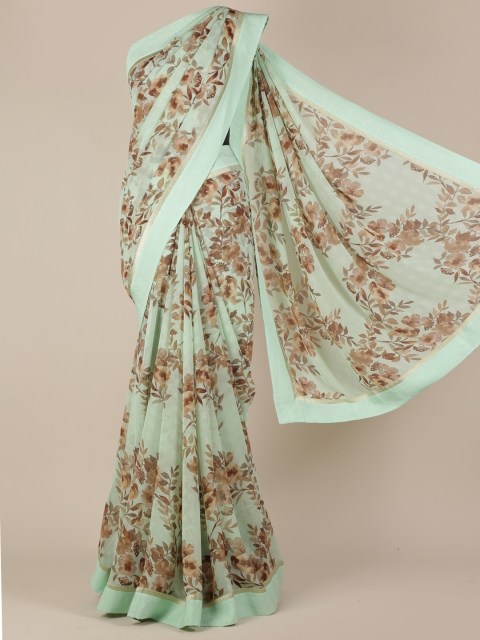 

Pothys Green Printed Poly Georgette Saree