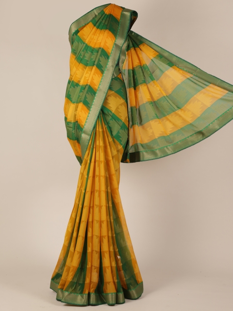 

Pothys Yellow & Green Poly Georgette Woven Design Saree