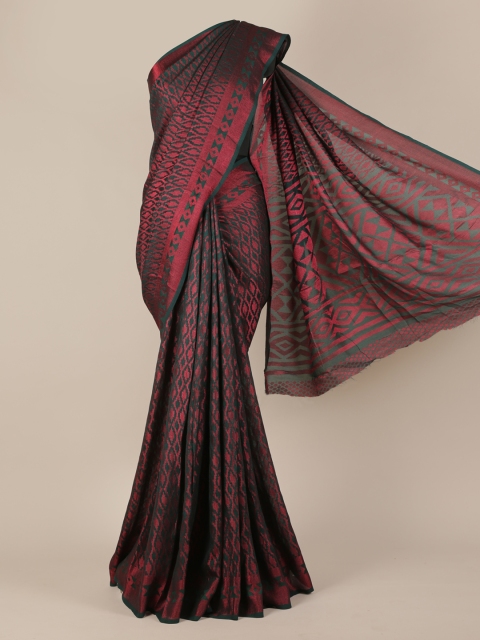 

Pothys Green & Red Poly Georgette Woven Design Saree