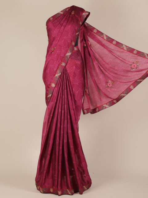 

Pothys Magenta Printed Poly Georgette Saree