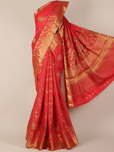 

Pothys Red & Gold-Coloured Jute Silk Woven Design Saree