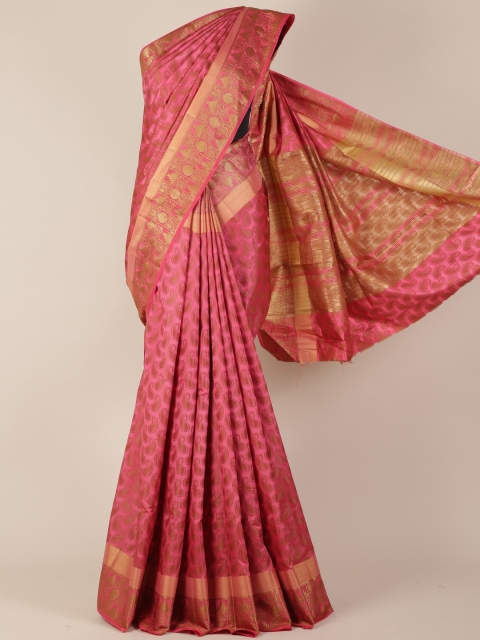 

Pothys Pink Woven Design Jute Silk Saree with Zari Border