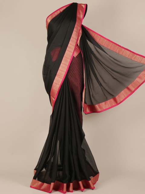 

Pothys Black & Red Poly Georgette Solid Saree