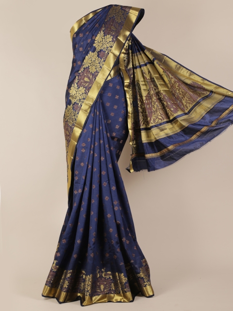 

Pothys Navy Blue Woven Design Jute Silk Saree