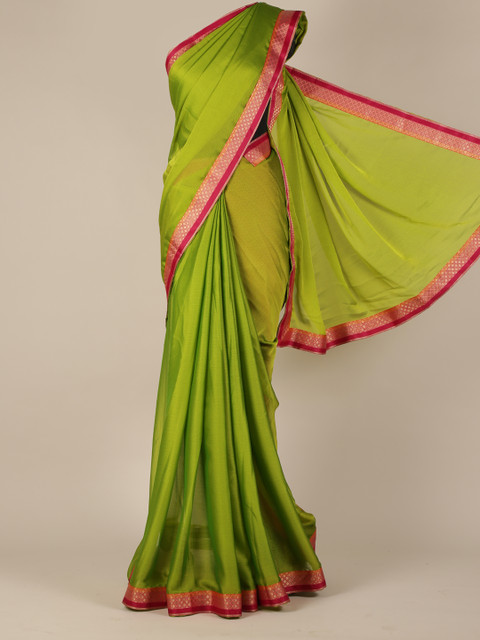 

Pothys Green Solid Poly Georgette Saree