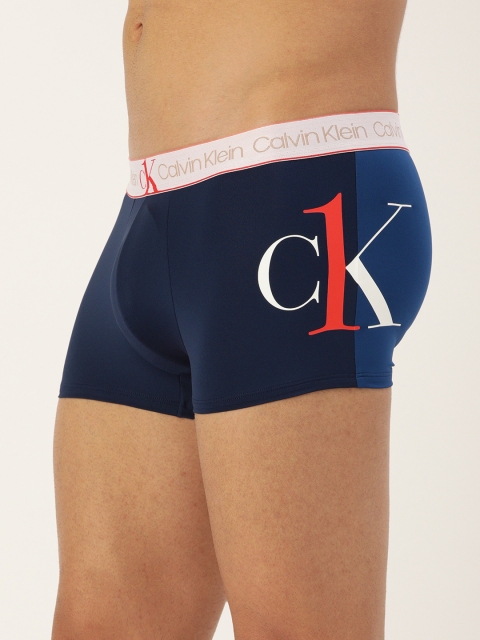 

Calvin Klein Underwear Men's Navy Blue and White Printed Trunks