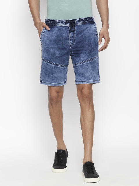 

People Men Blue Washed Regular Fit Cotton Denim Shorts